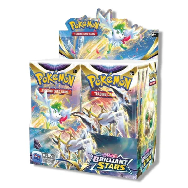 SWSHBrilliantStarsBB Pokémon TCG, Brilliant Stars, Booster Box, 36 packs, VSTAR cards, Trainer Gallery, rare Pokémon cards, competitive gameplay, sealed booster box