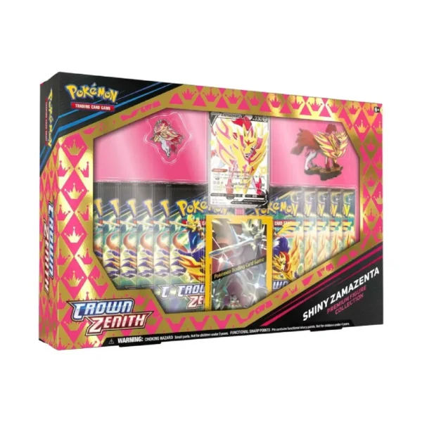 Pokemon TCG, Crown Zenith, Premium Figure Collection, Shiny Zamazenta, Booster Packs, Promo Pokémon Card, Collector Figure, Collector Pin, Rare Pokémon, Ultra-Rare Pokémon, Trading Card Game, Pokemon Center TCG