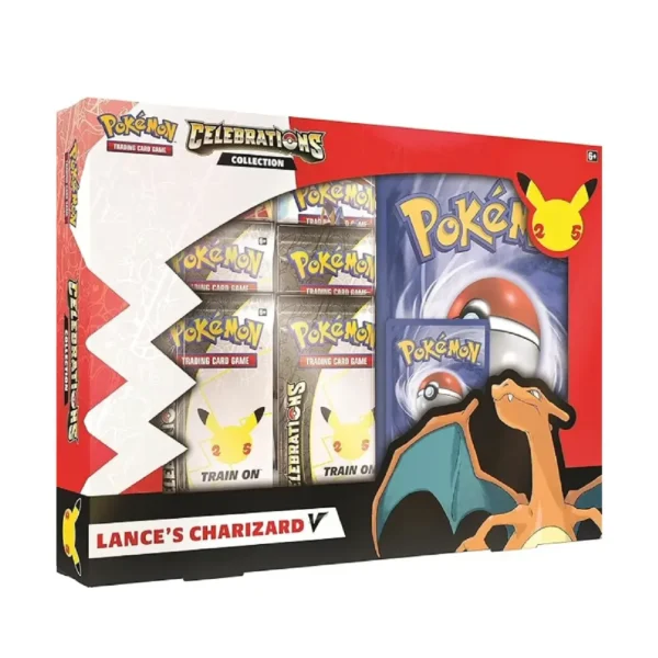 PokemonTCGCelebrations_18 Pokemon TCG, Celebrations, Collection Box, Lance's Charizard V, Booster Packs, Promo Card, Oversized Card, Rare Pokémon, Ultra Rare Pokémon, Trading Card Game