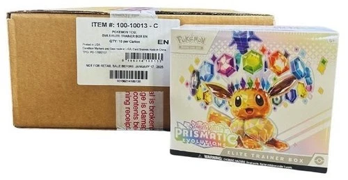 Prismatic Evolutions Elite Trainer Box – Pokémon TCG Pokemon Prismatic Evolutions ETB case, Pokemon Center TCG ETB case, Prismatic Evolutions Elite Trainer Box, Pokemon ETB 10 box case, sealed Pokemon ETB case, Eevee ETB Prismatic Evolutions, Pokemon booster box case, Scarlet and Violet Prismatic Evolutions case