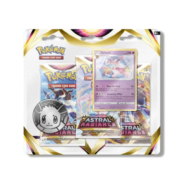 Pokemon TCG, Astral Radiance, 3 Booster Packs, Sylveon Promo, Booster Packs, Promo Pokémon Cards, Rare Pokémon, Ultra-Rare Pokémon, Tera Pokémon, Trading Card Game, Pokemon Center TCG