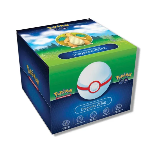 SWSHPokemonGODragoniteDeckHolder1 (1) Pokemon TCG, Pokemon GO, Premier Deck Holder Collection, Dragonite VSTAR, Card Sleeves, Promo Card, Collector Pin, Deck Protection, Tournament Ready, Trading Card Game, Collectors, Pokemon Center TCG