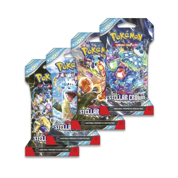 Pokemon Center TCG, Stellar Crown Sleeved Booster Pack, Pokémon TCG Live Code, Sealed Sleeved Booster, Collectible Cards, Energy Card, Trainer Cards. Pokemon Center TCG, Stellar Crown Sleeved Booster Pack, Pokémon TCG Live Code, Sealed Sleeved Booster, Collectible Cards, Energy Card, Trainer Cards.