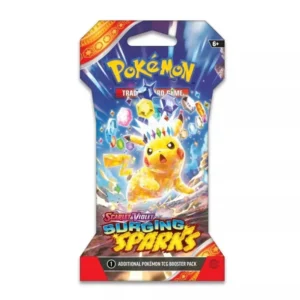 Pokemon Center TCG, Surging Sparks Sleeved Booster Pack, Pokémon TCG Live Code, Sealed Sleeved Booster, Collectible Cards, Energy Card, Trainer Cards.