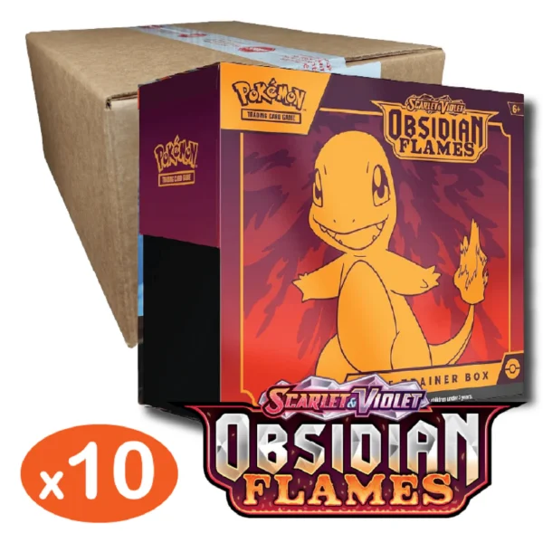 obsidianflamessealedcase Pokemon TCG, Obsidian Flames, Elite Trainer Box, 10 Boxes, Sealed Case, Rare Pokémon, Ultra-Rare Pokémon, Tera Pokémon, Trading Card Game, Pokemon Center TCG