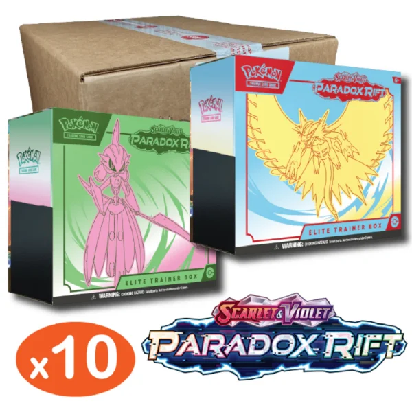 Pokemon TCG, Paradox Rift, 10x Elite Trainer Box, Sealed Case, Booster Packs, Promo Pokémon Cards, Rare Pokémon, Ultra-Rare Pokémon, Tera Pokémon, Trading Card Game, Pokemon Center TCG