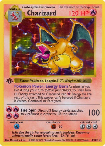 Pokemon Charizard Base Set 1st Edition Shadowless