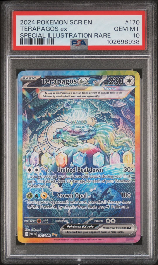 Terapagos ex PSA 10, Terapagos 170/142, Terapagos ex Stellar Crown, Terapagos Special Illustration Rare, Stellar Crown PSA 10 Terapagos ex PSA 10, Terapagos 170/142, Terapagos ex Stellar Crown, Terapagos Special Illustration Rare, Stellar Crown PSA 10