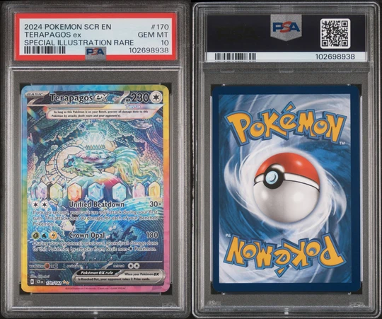 Terapagos ex PSA 10, Terapagos 170/142, Terapagos ex Stellar Crown, Terapagos Special Illustration Rare, Stellar Crown PSA 10 Terapagos ex PSA 10, Terapagos 170/142, Terapagos ex Stellar Crown, Terapagos Special Illustration Rare, Stellar Crown PSA 10