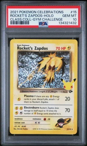 Rocket’s Zapdos PSA 10, Rocket’s Zapdos 15/132, Celebrations Rocket’s Zapdos, Rocket’s Zapdos Classic Collection Rocket’s Zapdos PSA 10, Rocket’s Zapdos 15/132, Celebrations Rocket’s Zapdos, Rocket’s Zapdos Classic Collection