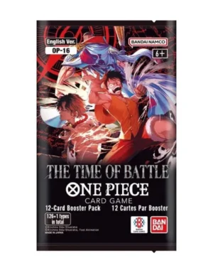One Piece OP-16 Booster Pack, OP-16, The Time of Battle, One Piece The Time of Battle, OP-16 Japanese, One Piece Japanese Booster Pack, One Piece TCG, One Piece Card Game, Paramount War, Marineford, Impel Down, Whitebeard Pirates, Navy, Secret Rare, Super Rare, Special Cards, Treasure Rare, Leader Cards, Japanese One Piece Cards, One Piece Collectibles, Sealed Booster Pack, Pokemon Center TCG