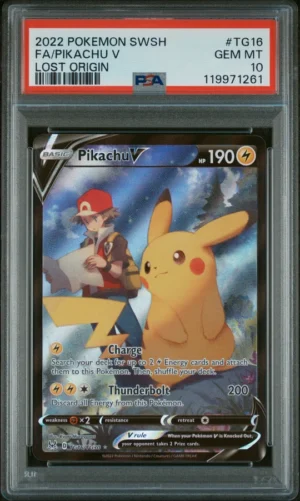 Pikachu V PSA 10, Pikachu V TG16 PSA 10, Pikachu V Lost Origin PSA 10, Pikachu TG16/TG30 Pikachu V PSA 10, Pikachu V TG16 PSA 10, Pikachu V Lost Origin PSA 10, Pikachu TG16/TG30