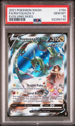Rayquaza V PSA 10, Rayquaza 194/203 PSA 10, Evolving Skies Rayquaza V, Rayquaza V 194/203