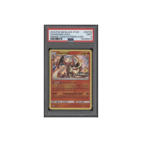 Charizard, Charizard SM158, Charizard SM158 PSA 9, Charizard Team Up, Charizard Team Up Promo,